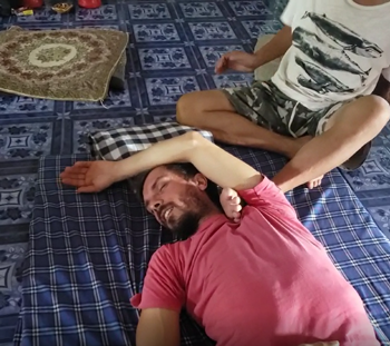 Giovanni receiving Thai Massage